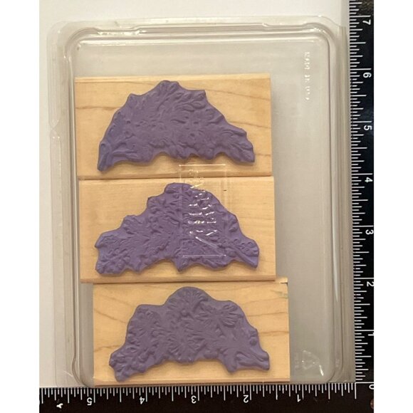 2000 STAMPIN' UP! SEASONAL SPRAYS Wood Mounted Rubber Stamp set of 3 HOLLY BERRY - Picture 3 of 5